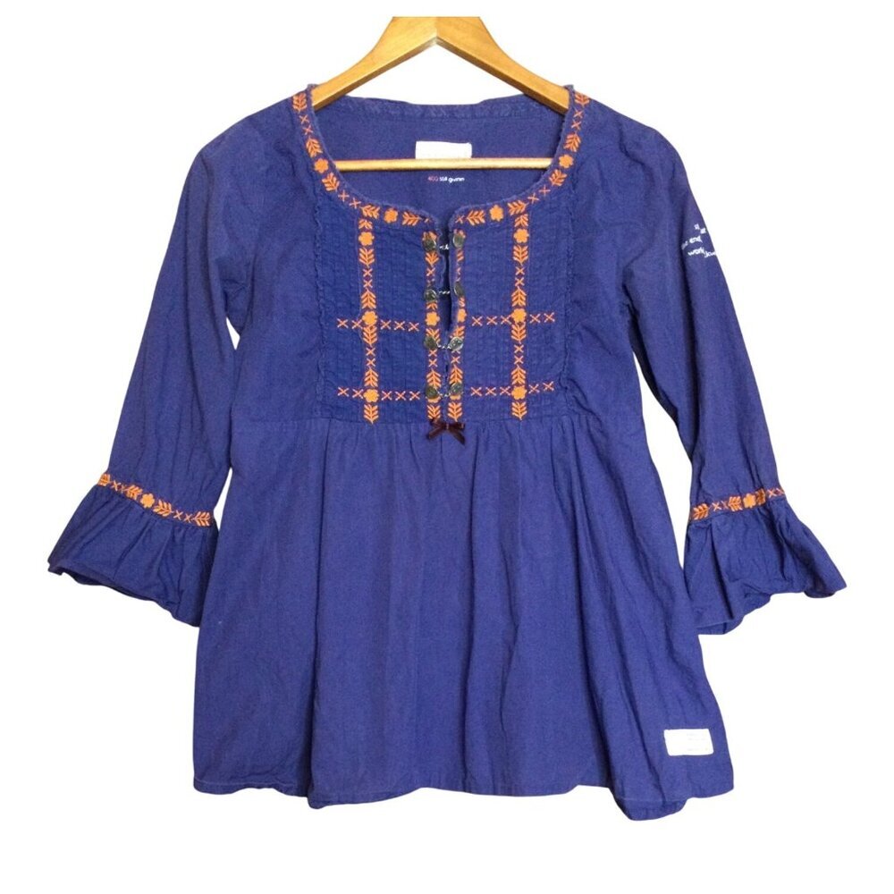 Odd Molly Womens Boho Top Embroidered Details Coquette Babydoll Size 1 S